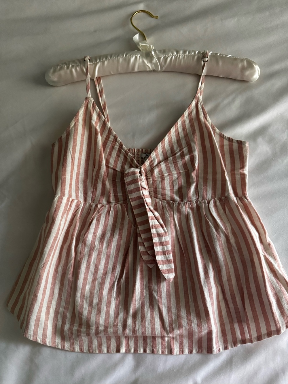 O’Neil Striped Tie-Front Cami Top - Pink/White